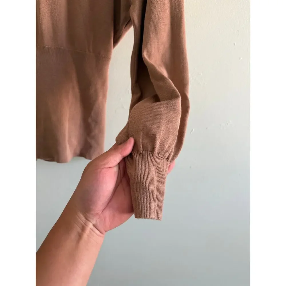 Nordstrom Open Edit | Brown Preppy Long Sleeve Tie Back Sweater Casual Knit